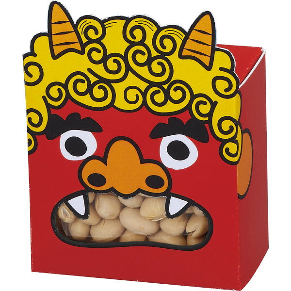 ★＜節分＞ 福豆赤鬼パック（30g入）福豆を赤鬼の箱にパッケージしました。中には炒り大豆が入っています。鬼退治！開運　国産節分豆！お寺・神社・幼稚園・保育園・企業・職場・サークル・子供会に人気【赤鬼　鬼 おに 福豆 豆まき 節分 大豆】のサムネイル