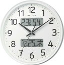 <門出のお祝いに> リズム フィットウェーブリブ掛時計コチコチ音がしない連続秒針の液晶表示付電波掛時計です。大きな文字板で、時間も温湿度もカレンダーも見やすくな...