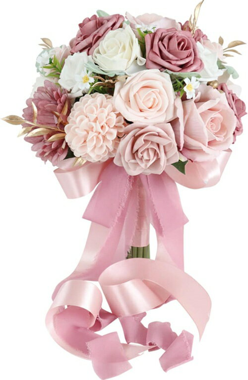 ウエディングブーケ 花嫁ブーケ ブライダルブーケ ブーケトス 造花 バラ シルクフラワー 花束 花嫁 披..