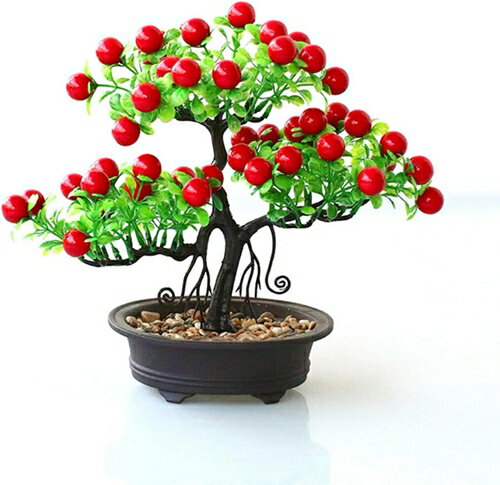 造花 人工観葉植物 インテリア 卓上 フェイクグリーン 富貴菓盆栽 鉢植え 室内装飾 おしゃれ 水やり不..