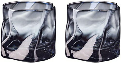 ガラスのコップ 2個のPCの家庭用飲料メガネの壊滅的な歪んだガラスの水のカップシンプルな北欧ティーカ..