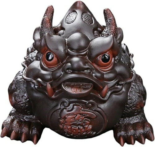 招財進宝 銅貨を口にくわえ 財運 金蟾 銭蛙 三足 置物 オブジェ 動物 インテリア 磁器製 長さ17.5cm幅1..