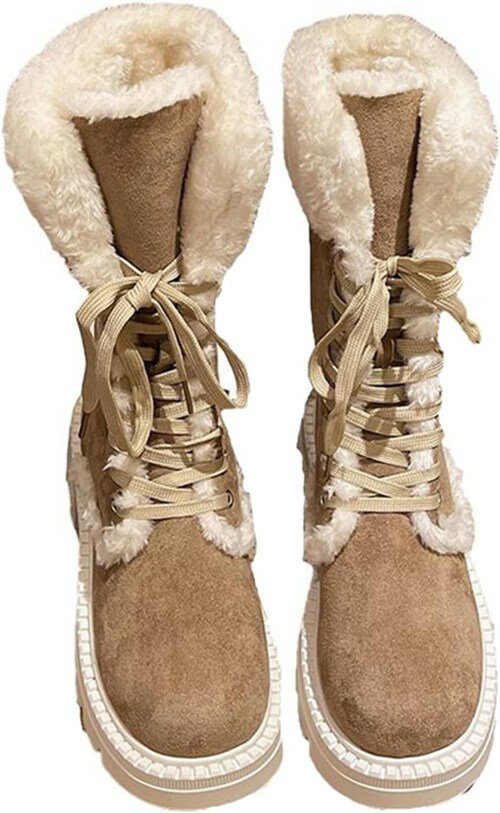 ムートンブーツ 中ボア 厚底 編み上げ スエード 雪遊び スノーブーツ レディース ハイカット 防寒 歩きやすい おしゃれ ミドルブーツ 耐磨耗 撥水防滑 ソフト 旅行 大きいサイズ お出かけ フォー