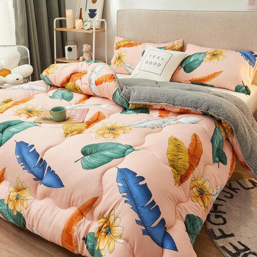 掛け布団 シングル シープ調ボア かけぶとん 秋冬 裏起毛 キルティング加工 吸湿発熱わた 蓄熱 保温 ふわふわ ボリューム感 冬用 防ダニ加工 柔らか 布団カバー不要 北欧 一人暮らし 新生活 丸洗