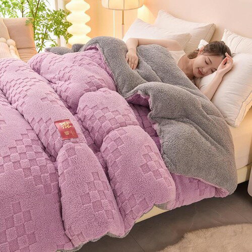 掛け布団 ダブル シープ調ボア 掛けふとん 秋冬用 ぬくぬく チェック柄 防寒対策 保温性が高い 厚手 両面使用 ボリューム感 肌かけ布団 肌触りふわふわ 清潔布団 北欧 インテリア 新生活 洗える