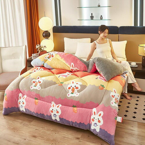 掛け布団 シングル ボア付き 掛ぶとん 秋冬用 リバーシブル 兎柄 吸湿発熱わた 蓄熱 保温 ふわふわ 両面使える ボリューム感 ボア布団 毛抜けない 毛布にもなる 北欧 一人暮らし 新生活 洗える