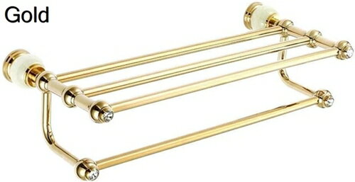 タオル掛け ヨーロピアンスタイルの金属製タオルラック壁掛けタオルホルダージェイドタオルバーダブルタオルラック用トイレ浴室 タオルハンガー 洗面所