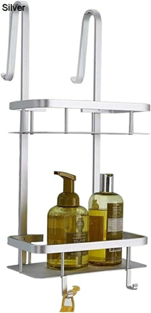 シャンプーラック 浴室用ラック 吊り下げバスルーム棚 2 段収納バスケット 吊り下げ可能なシャワーキャ..