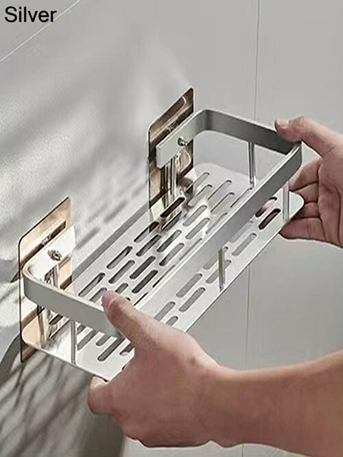 浴室ラック シャンプーラック お風呂ラック 洗面所 お風呂 キッチン壁面収納 1個 パンチフリー アルミ..