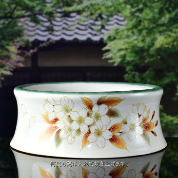 京焼 清水焼 陶あん 色絵付け ペット用食器(白地×山桜)