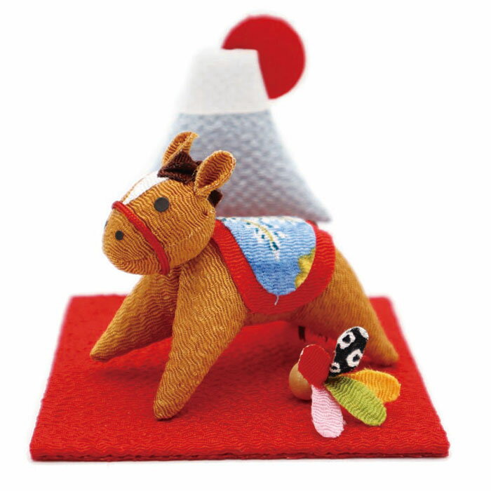 本日ポイント10倍＆1000OFFクーポン/　駆け午 / 午年 干支 ちりめん かわいい置物 和風インテリア 雑貨 十二支飾り 福を呼ぶ 開運ギフト 干支飾り 2026年 令和8年 玄関 馬 ウマ 正月飾り 迎春飾り 迎春準備 縁起飾り 新春 デのサムネイル