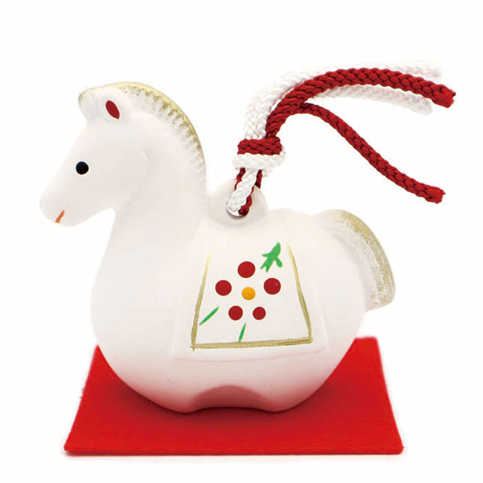 本日ポイント10倍＆1000OFFクーポン/　午土鈴小 白 No.3 / 2026年 令和8年 午年 干支飾り 馬 土鈴 白馬 置物 縁起物 開運グッズ 正月飾り 干支午 十二支 干支置物 可愛い 和雑貨 ギフト プレゼント 招福 家内安全のサムネイル