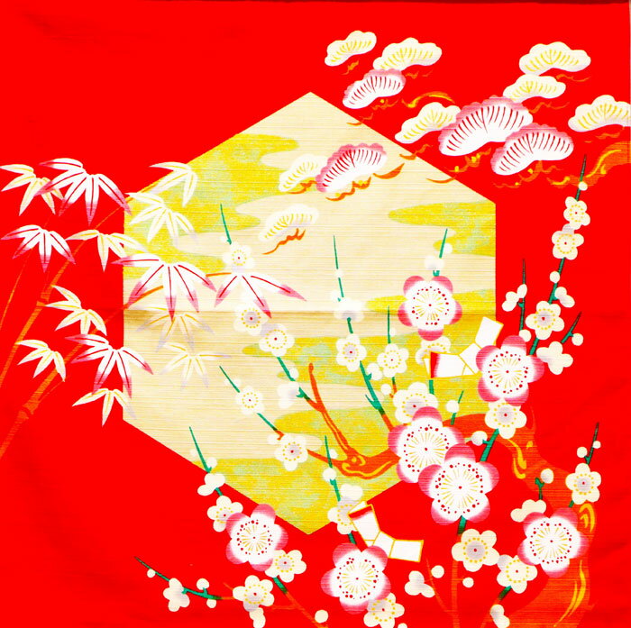 シャンタン からく ことほぎ梅 風呂敷 ふろしき フロシキ 綿 シャンタン 50cm 和雑貨 日本土産 タペス..