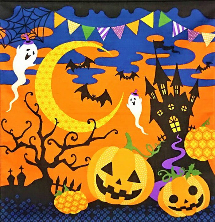 ポイント10倍＆1000円OFFクーポン/ シャンタン さとうひろみ ハロウィン 風呂敷 ふろしき フロシキ 綿 シャンタン 50cm 和雑貨 日本土産 タペストリー 玄関 雑貨 デコレーション ディスプレイ 壁 壁掛け 掛け軸 和風 インテリアのサムネイル