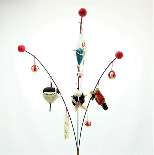 置物 ちりめん コンパクト 小さい 手作り / しだれ飾り 迎春めでたし / 人形 飾り 置物 インテリア 人気 可愛いのサムネイル