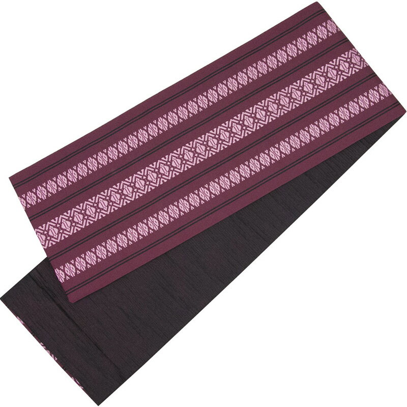 [献上柄 細帯 エンジ] 京紫織(きょうしおり) 半幅帯 長尺 浴衣 帯 献上 赤(zr)(ns42)