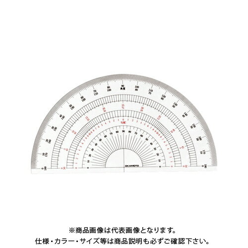 【メーカー】 ●岡本製図器械 【仕様】 ●規格：半円 ●サイズ：径180×厚1mm ●材質：アクリルCROWN オフィス図鑑 2021 Vol.51の【 415ページ 】をご参考下さい。