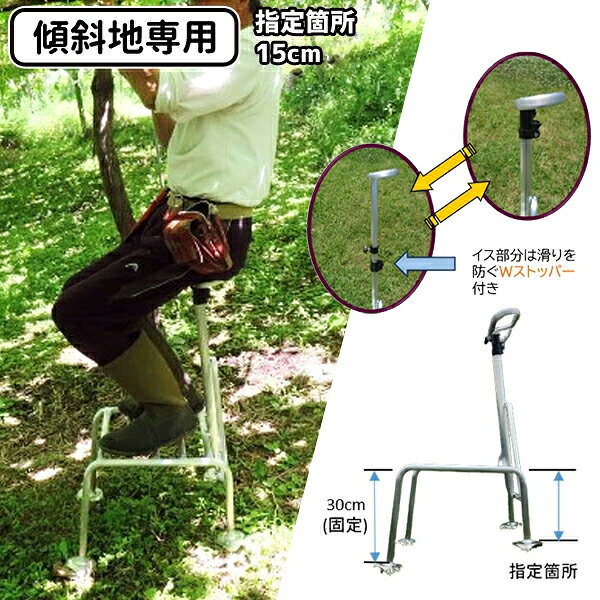 【送料別途】【直送品】アルミ製 傾斜地専用 ヒップステップ 谷側30cm 山側15cm 角度約21° ミツル HSK-15
