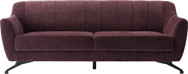 【送料別途】ヴェルト 3人掛 パープル W182×D85×H73×SH40cm 幅182cm スチール 布地 ファブリック 脚付き モダン ナチュラル おしゃれ パープル 直送品 東谷 HS-70PP