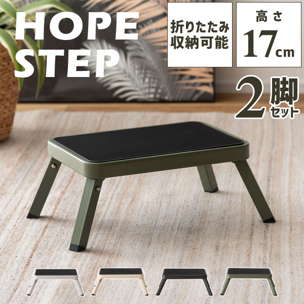 樂天商城 - フォールディングステップ 高さ17cm 2台セット ステップ台 踏み台 脚立 折りたたみ ディスプレイ台 軽量 省スペース収納 スチール スリム コンパクト シンプル おしゃれ 直送品 東谷 PC-234