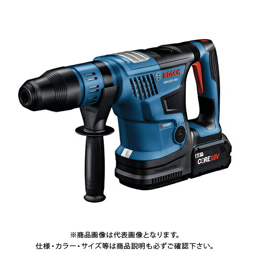 【メーカー名】 ●ボッシュ（株） 【特長】 ●コード式のパワーをコードレスで実現！新しいSDS-MAXハンマードリル ●コードレスハンマードリル(破つり兼用・SDS-maxシャンク) ●コード式1000W機種並みのハイパワーで7Jの打撃力を実現 ●キックバック防止、振動低減機構搭載 ●本体の状態確認や作業モードの選択が可能なユーザーインターフェース ●高容量ProCORE8.0Ahバッテリー2個付 ●スマホと繋げて機能設定が可能なコネクト対応 【仕様】 ●能力：ドリルビット 40mmφ ●能力：コア 90mmφ ●定格電圧：DC18V(充電式専用バッテリー) ●消費電力：800W ●回転数：0-500 回転/分 ●打撃数：0-2900 回/分 ●打撃力：7J(EPTAプロシージャー05/2016に準拠) ●質量：6.1kg ●振動3軸合成値：ハンマードリル時 12.0m/s2 ●振動3軸合成値：破つり時 9.5m/s2 ●充電時間：約68分(空→80%ターボ充電) 約79分(空→フル充電) 【標準付属品】 ●キャリングケース付き(プラスチック製) 【関連商品】 ボッシュ BOSCH コードレスハンマードリル BITURBO バッテリー・充電器付 GBH18V-45C ボッシュ BOSCH コードレスハンマードリル BITURBO 本体のみ GBH18V-45CH ボッシュ BOSCH コードレスハンマードリル BITURBO バッテリー・充電器付 GBH18V-36C ボッシュ BOSCH コードレスハンマードリル BITURBO バッテリー・充電器付 GBH18V-34CF ボッシュ BOSCH コードレスハンマードリル BITURBO 本体のみ GBH18V-34CFH ボッシュ BOSCH コードレスハンマードリル BITURBO 本体のみ GWS18V-15C4H ボッシュ BOSCH コードレスハンマードリル BITURBO 本体のみ GWS18V-15SC4H ボッシュ BOSCH コードレス丸のこ BITURBO GKS18V-68GCH ボッシュ BOSCH コードレスプランジマルノコ BITURBO GKT18V-52GCH ボッシュ BOSCH コードレススライド丸のこ BITURBO GCM18V-216H