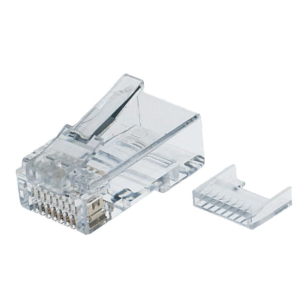 KanamonoYaSan KYSのカテゴリー5eモジュラープラグ 単線・より線共用タイプ RJ45準拠 芯線外径 φ1.0mm 芯線導体径 AWG24 適合 (25個入) デンサン DENSAN M5E-2P-855｜アングル2