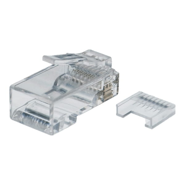 KanamonoYaSan KYSのカテゴリー5eモジュラープラグ 単線・より線共用タイプ RJ45準拠 芯線外径 φ1.0mm 芯線導体径 AWG24 適合 (25個入) デンサン DENSAN M5E-2P-855｜アングル3