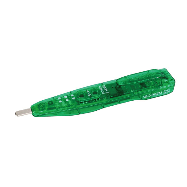 【メーカー】 ●ジェフコム(株) 【特長】 ●区分検電OK！(100V・200V)音と光でわかりやすい。 ●直接検電&被覆検電 ●導通チェックOK ●LEDライト付 ●感度調整機能付 【仕様】 ●本体サイズ：20×127×19mm ●質量(電池含まず)：20g ●使用電圧範囲(直接検電・被覆検電)： ・直接検電：AC100V対地電圧(80V〜120V) ・直接検電：AC200V対地電圧(160V〜600V) ・被覆検電：AC(80V〜600V) ●動作表示：ブザー鳴動、LED点灯 ●絶縁耐力：AC2000V1分間(検電部〜クリップ間) ●使用電池：LR44×2※ ●電池寿命：連続動作状態約3時間 ●使用温度範囲：0℃〜40℃ ●材質：PC・スチール ●個装サイズ：W46×D25×H172mm ●個装質量：32g 【注意事項】 ※電池は付属していません。 ※アルカリボタン電池 LR44を2個ご用意ください。 【JANコード】 4937897045509 【メーカー発売日】 2024/05/13 ジェフコム JEFCOM 区分検電 直接検電 被覆検電 導通チェック LEDライト付