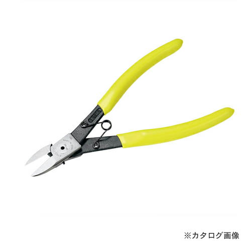 【※※ ご購入の前に必ずお読みください ※※】 こちらの商品は、お取り寄せに送料がかかる商品となっており、 少しでもお安く提供させていただくため、同じ仕入先のご注文とまとめて発注を行っています。 注文状況によりましては、商品の発送に約1ヶ月ほどお時間を頂く場合がございます。 お急ぎの場合は、お問い合わせフォームよりご連絡ください。 ※別途送料が必要です。 【注意】 ※ご注文後に納期に時間がかかる理由等でのキャンセルはお受けできかねますので 予めご了承頂ますよう、お願い致します。 【メーカー】 ●ツノダ株式会社 【特長】 ●切断刃：プラスチック切断用に刃を薄く鋭角にしているので、切断面がキレイに仕上がります。 ●フラット刃：切り口が平面になるフラットタイプ。ゲートの切り離しやプラスチック曲面のバリ取りに最適です。 ●トーションバネのローラーが回転するため、金属疲労が軽減され、折れに対して耐久性が大幅にアップしました。 ●グリップ：滑りにくいビニールコーティング。 【仕様】 ●規格：165mm ●刃部形状：フラット刃 ●バネ：トーションバネ ●切断能力：プラスチックφ4mm 【カラー】 ●イエロー 【セット内容・付属品】 ●− 【サイズ】 ●全長：170mm ●頭部幅：16mm ●頭部厚：9mm ●柄幅：48mm ●先端長：22mm 【原産国】 ●日本 【質量】 ●130g