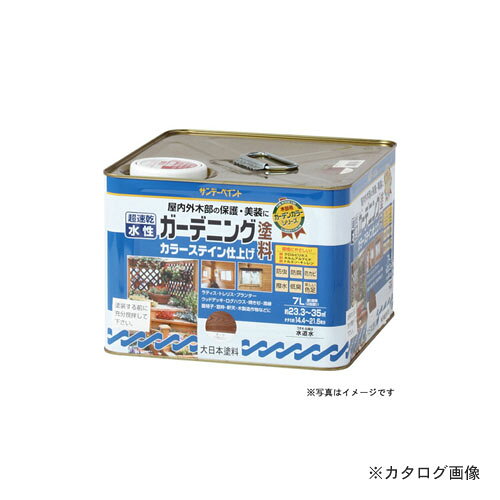 【メーカー名】 ●サンデーペイント(株) 【特長】 ●屋内外木部の保護・美装に ●水性で作業性に優れ、火災の心配がなく安心。 ●撥水性と薬剤の効果により木材をかび・腐敗・劣化から護ります。 ●耐候性に優れ、日光・風雨から木材を護ります。 ●高級感のある半ツヤのカラーステイン仕上げ。 ●シックハウス症候群の原因物質とされるクロルピリホス、ホルムアルデヒド、トルエン、キシレンなどを使用しない安全性の高い塗料です。 【仕様】 ●商品サイズ：縦235×横175×高さ235(mm) ●容量：7L ●色：ライトオーク