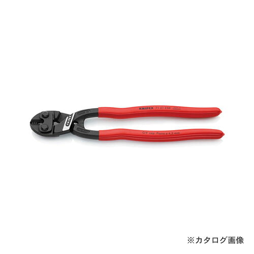 【メーカー名】 ●KNIPEX 【特長】 ●大きな断面積の高硬度材料もパワフルに切断します。 ●切断力を最大に引き出す両手操作。 ●同じ大きさの強力ニッパーに比べ、力を60％節約します。 ●特殊なジョイント構造によって、手の力を40倍に増強します。 ●ジョイント下部にある掴み面で直径1.0mm以上のワイヤーを掴んだり引っぱったりできます。 ●高周波焼き入れした精密切刃、切刃硬度約64 HRC。 ●クロムバナジウム高性能鋼、鍛造、多段階油焼き入れ。 ●開口部のある切刃が、回転点近くのテコ作用が改善されたことにより、大きな断面積を簡単に切断します。 【仕様】 ●ハンドル仕様：プラスチックコーティング ●プライヤー：黒く亜鉛合金メッキ面 ●センターカット ●切断能力(中硬線；φmm)：6.0 ●切断能力(硬線；φmm)：4.3 ●切断能力(ピアノ；φmm)：4.2 ●全長(mm)：250 ●質量(g)：465