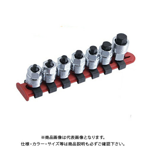 プロオート Pro-Auto 3/8 DR.7PC.スタビーヘックスビットソケット ハンガーセット 4/5/6/7/8/10/12mm