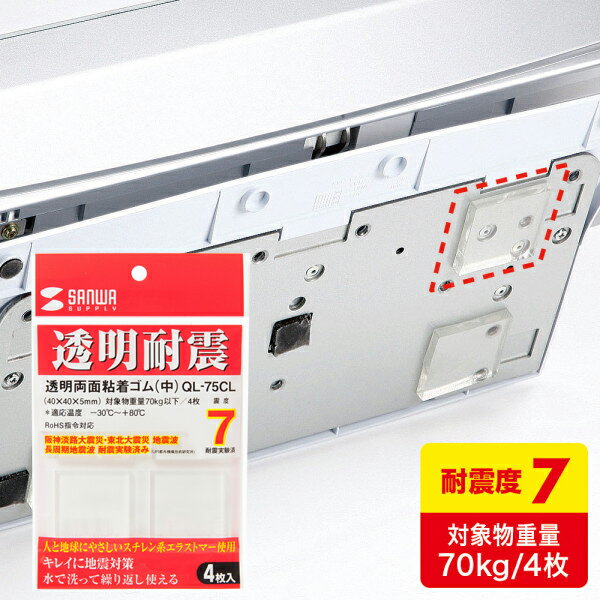 透明両面粘着ゴム 中 耐震度7 サンワサプライ SANWA QL-75CL