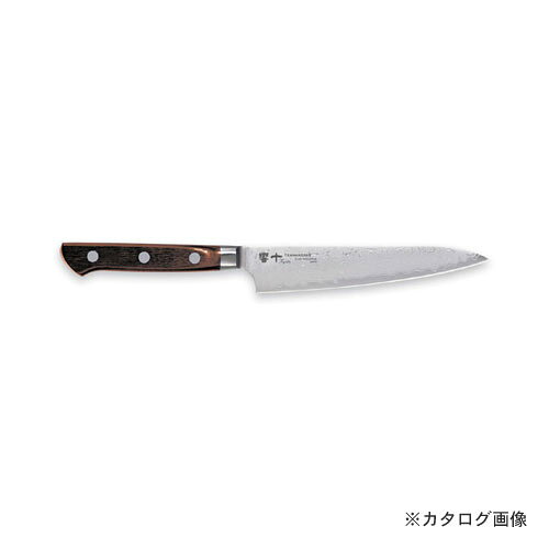 【メーカー名】 ●片岡製作所 【特長】 ●砥石による本格的な刃付けを施し、鋭い切れ味を長く持続させます。 ●ダマスカス鋼は、インド産のウーツ鋼を使用し、シリアのダマスカスで刀剣などに鍛造されたことから、 この名がついた。最大の特徴は、坩堝の中で溶けた鋳鋼が凝固する際に生じた独特の模様で、製法を知る者はごくわずか。 十字軍時代にはその神秘的な美しさと貴重さから、名刀として珍重された。この模様を再現したのが、現在のダマスカス鋼である。 ●プロの技術者により、本刃付けする前に研ぎなおしを容易にするため、水砥の荒砥・中砥を使用し、刃基を研ぎだしてあります。 【仕様】 ●重量：90g ●材質：刀身：ダマスカス鋼 / ハンドル：18-8ステンレス鋼 【関連商品】 片岡製作所 KP-1108 響十 TAMAHAGANE ペティ 120mm 片岡製作所 KS-1107 響十 TAMAHAGANE ペティ 150mm 片岡製作所 KS-1108 響十 TAMAHAGANE ペティ 120mm &nbsp; &nbsp;