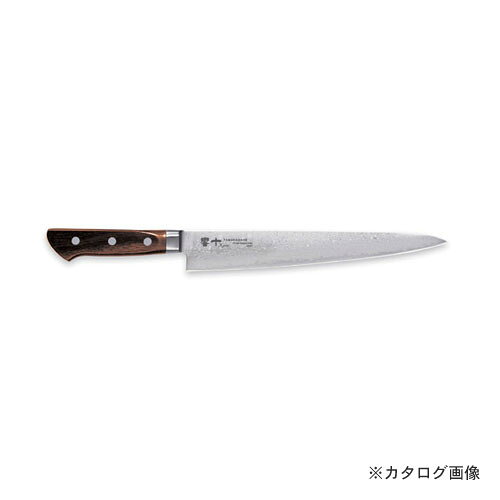 【メーカー名】 ●片岡製作所 【特長】 ●砥石による本格的な刃付けを施し、鋭い切れ味を長く持続させます。 ●ダマスカス鋼は、インド産のウーツ鋼を使用し、シリアのダマスカスで刀剣などに鍛造されたことから、 この名がついた。最大の特徴は、坩堝の中で溶けた鋳鋼が凝固する際に生じた独特の模様で、製法を知る者はごくわずか。 十字軍時代にはその神秘的な美しさと貴重さから、名刀として珍重された。この模様を再現したのが、現在のダマスカス鋼である。 ●プロの技術者により、本刃付けする前に研ぎなおしを容易にするため、水砥の荒砥・中砥を使用し、刃基を研ぎだしてあります。 【仕様】 ●重量：180g ●材質：刀身：ダマスカス鋼 / ハンドル：18-8ステンレス鋼 【関連商品】 片岡製作所 TK-1112 竹 TAMAHAGANE 3-PLY 筋引 270mm 片岡製作所 TK-1113 竹 TAMAHAGANE 3-PLY 筋引 240mm 片岡製作所 KP-1112 響十 TAMAHAGANE 筋引 270mm 片岡製作所 KS-1112 響十 TAMAHAGANE 筋引 270mm 片岡製作所 KS-1113 響十 TAMAHAGANE 筋引 240mm 片岡製作所 TKT-1112 竹・響十 TAMAHAGANE 筋引 270mm 片岡製作所 TKT-1113 竹・響十 TAMAHAGANE 筋引 240mm &nbsp; &nbsp; &nbsp;
