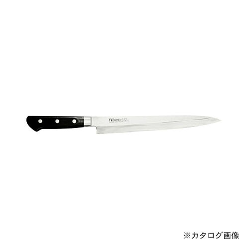 【メーカー名】 ●片岡製作所 【特長】 ●砥石による本格的な刃付けを施し、鋭い切れ味を長く持続させます。 ●プロの技術者により、本刃付けする前に研ぎなおしを容易にするため、水砥の荒砥・中砥を使用し、刃基を研ぎだしてあります。 ●1050℃で焼き入れ後に、−73℃以下に冷却する特別な処理により高い硬度と靭性を与え、切れ味を一段と高めてあります。 【仕様】 ●重量：190g ●材質：刀身：モリブデンバナジウム鋼 / ハンドル：抗菌剤入り黒積層強化木 ●原産国：日本 【関連商品】 片岡製作所 M920 M9 PRO 柳刃 270mm 片岡製作所 M922 M9 PRO 柳刃 210mm &nbsp; &nbsp; &nbsp;