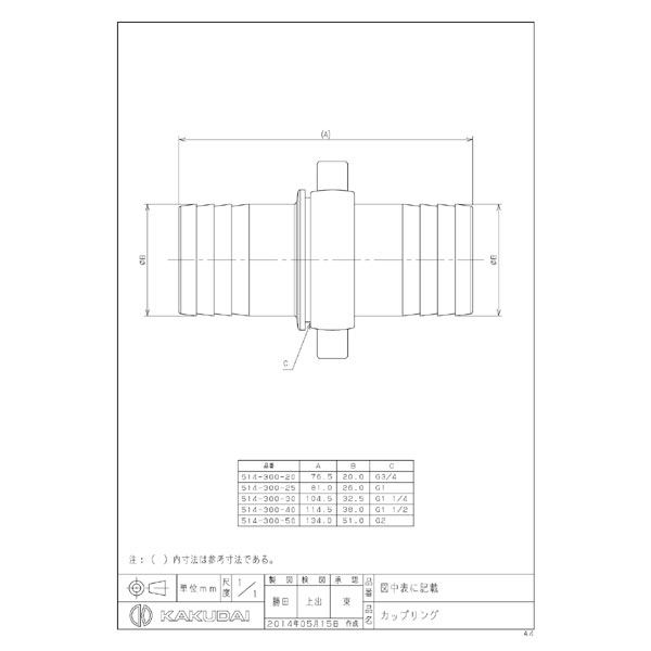 カクダイ KAKUDAI 514-300-40 カップリング/38 514-300-40