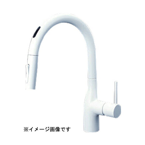 KVK シングルシャワー付混合栓 (センサー付) (eレバー) マットホワイト KM6071ECM4