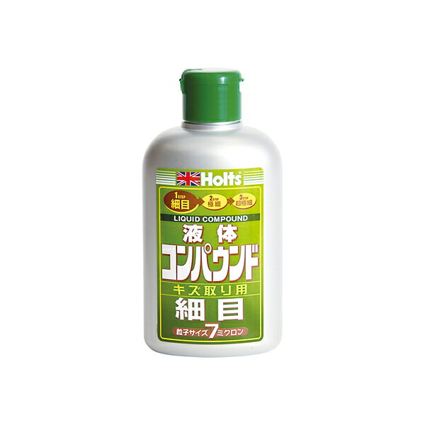 【メーカー】 ●武蔵ホルト(株) 【特長】 ●白、淡色車の光沢復元！再塗装後の前処理、艶出し ●スリキズ、汚れ落しに、水アカ、ピッチ・タールの除去。 ●ミガキやすく、作業が簡単、ノーワックス、ノーシリコン。 ●7ミクロン 【仕様】 ●容量：280ml ●パッケージサイズ(mm)：H155×W77×D57 【JANコード】 4978955001402 ■ 関連商品 ■ 【 Holts リキッドコンパウンド 280ml 】 ホルツ Holts 武蔵ホルト 車 バイク メンテンス用品 再塗装後 前処理 艶出し 作業が簡単 ノーワックス ノーシリコン 液体コンパウンド 細目