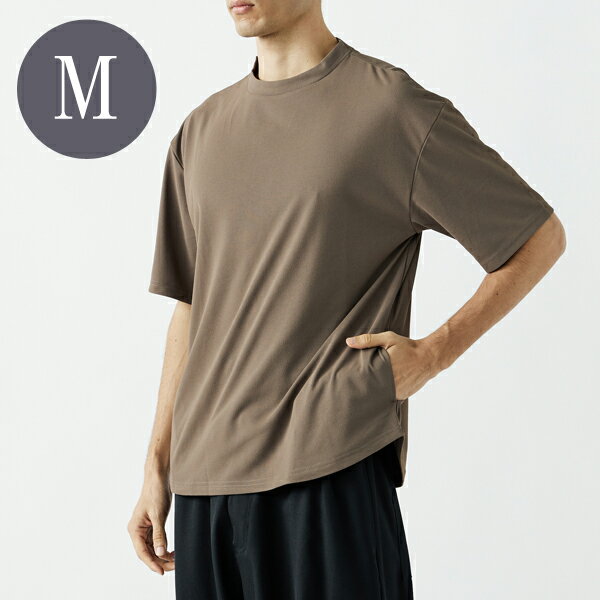 フーバー 汗染み軽減 オーバーサイズ 5分袖 クールTシャツ ミディアムウェイト Mサイズ アッシュブラウ..