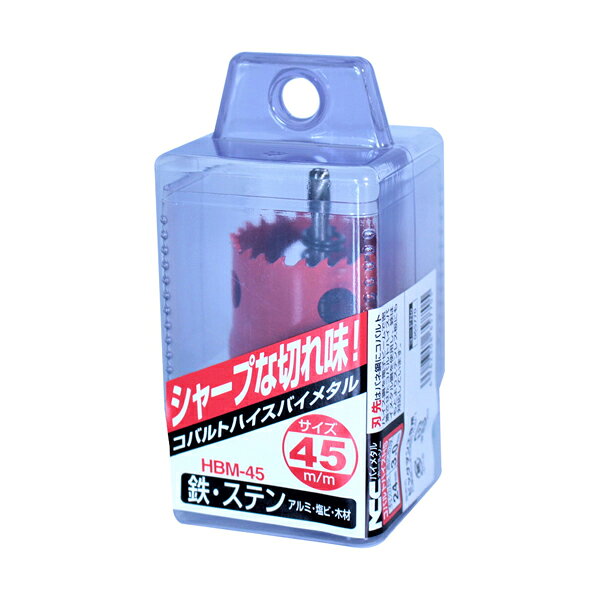 【メーカー】 ●(株)イトー 【特長】 ●厚さ3.2mmまでの鋼板、鋳鉄、塩化ビニールなどの穴あけに。 ●刃先はバネ鋼にコバルトハイス鋼を電子ビームで密着させたコバルトハイスバイメタル鋼を使用し、鉄はもとよりステンレス板にも対応しています。 【仕様】 ●サイズ（mm）：85×45×45 ●質量（g）：199 ●穴経（mm）：45 ●適応板厚（mm）：3 ●有効長（mm）：24 ●適応材質：鉄・ステン・アルミ・塩ビ・木材 ●ピッチ：コンビピッチ4/6 ●ドリル：ハイス鋼（刃先シンニング加工） ●適応機種：電気ドリル・ボール盤 ●バネ：切断板排出用バネ付 ●軸径（mm）：10 【 注意事項 】 ※ご使用上の注意をご使用前に必ずお読みください。 【JANコード】 4962308657705