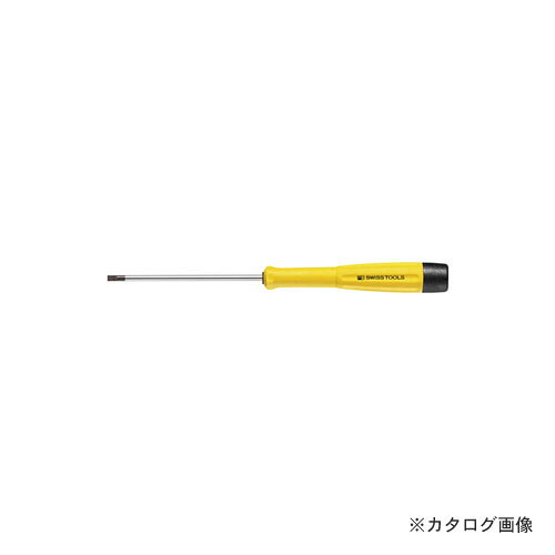 【メーカー名】 ●PBSWISSTOOLS 【特長】 ●弱電関連での作業に最適なESDタイプです。 ●静電気の帯電または放電が危険または損傷をもたらす可能性のある作業現場全般に適しています。 【仕様】 ●刃先厚(mm)：0.40 ●刃先幅(mm)：2.5 ●軸径(φmm)：2.5 ●軸長(mm)：80 ●全長(mm)：173 ●質量(g)：14.8 【関連商品】