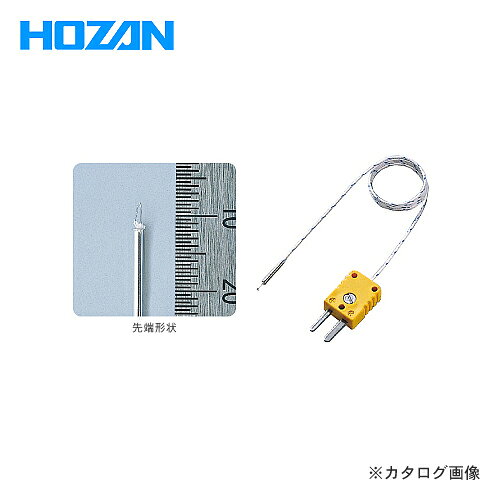 【メーカー】 ●ホーザン（株） 【仕様】 ●測定範囲：-40〜760℃ ●線径：0.1mmφ ●被覆耐熱：250℃ ●規格：JIS 熱電対K クラス2（旧0.75級）準拠 ●確度：測定温度の±0.75％か2.5℃の大きい方 ●リード長さ：500mm（コネクタ含む） ※：液中の温度測定には使用できません。また、被覆に直接熱をかけないでください。 【関連商品】 ホーザン HOZAN ピン型プローブ DT-113-1 ホーザン HOZAN デジタルマルチメータ DT-119 ホーザン HOZAN デジタルマルチメータ(校正証明書付) DT-119-TA ホーザン HOZAN デジタルマルチメータ DT-124 ホーザン HOZAN デジタルマルチメータ（校正証明書付） DT-124-TA ホーザン HOZAN デジタル温度計 DT-510 ホーザン HOZAN センサプローブ DT-510A ホーザン HOZAN センサプローブ DT-510C ホーザン HOZAN デジタル温度計(校正証明書付) DT-510-TA ホーザン HOZAN キャリングケース DT-510ZHOZAN　サーモカップル　DT-510E DT-510+DT-510B使用例（エアコン吹出口温度） DT-510+DT-510E使用例（熱風温度）