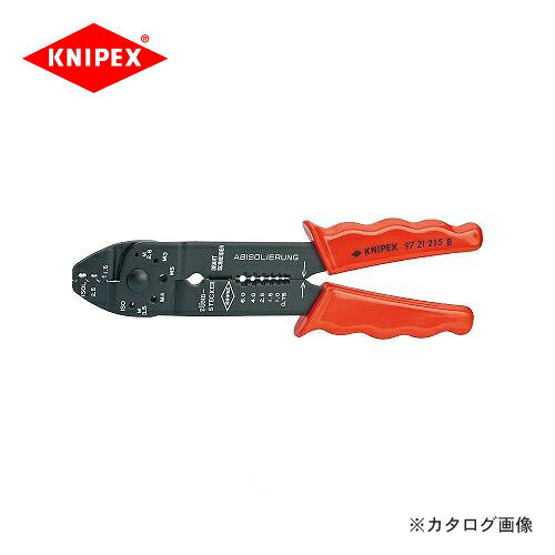 【メーカー】 ●KNIPEX社 【仕様】 ●ヘッド：磨き ●ハンドル：プラスチックスリーブ ●対応端子：絶縁端子 ●能力：0.75-6.0mm2、AWG18-10 ●重量：235g 【関連商品】 クニペックス KNIPEX 97圧着ペンチ 9721-215C クニペックス KNIPEX 97圧着ペンチ 9732-225 クニペックス KNIPEX 97LSA-Plus端子用ツール 9740-10 クニペックス KNIPEX 97裸端子用クリンピングシステムプライヤー 9743-05 クニペックス KNIPEX 97絶縁端子用クリンピングシステムプライヤー 9743-06 クニペックス KNIPEX 97クリンピングシステムプライヤー 9743-200 クニペックス KNIPEX 9743-200用ダイス(圧着アゴ) 9749-04 クニペックス KNIPEX 9743-200用ダイス(圧着アゴ) 9749-05 クニペックス KNIPEX 9743-200用ダイス(圧着アゴ) 9749-06 クニペックス KNIPEX 9743-200用ダイス(圧着アゴ) 9749-08