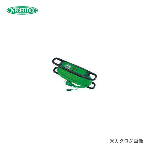 【メーカー】 ●日動工業（株） 【特長】 ●ドラムよりコンパクト、延長コードより便利です。 ●延長コード感覚で持ち運びも楽々です。 ●ポッキンプラグ（2芯・3芯に対応できるプラグ）付です。 ●漏電保護専用（15mA感度）ブレーカー（ELB）付です。（EB） ●過負荷（15A）漏電保護（15mA感度）兼用ブレーカー（ELB）付です。（EK） 【用途】 ●屋内作業現場に。 ●漏電保護機能が義務付けられた現場に。 【仕様】 ●コンセント仕様形状:[[三芯]] ●コンセント仕様個数:2 ●コンセント仕様定格:2P・15A・125V アース付 ●色:グリーン ●電線仕様芯数(C):3 ●電線仕様太さ(mm[[の2乗]]):2.0 ●電線仕様長さ(m):10 ●過負荷保護:- ●本体色:黒 ●漏電保護:○ ●定格電流:8A ●質量(kg):2.3 ●電線種:SVCT ●電源ランプ付 ●プラグ仕様:ポッキンプラグ（2P・接地2P兼用プラグ） ●コンセントパネル色:オレンジ ●ソフト電線使用 ●元払発送単位（台）:6 ●PSEマーク品 ●単相100V専用 ●屋内型 ●アース付 【注意】 ●屋内型です。雨天の屋外では使用しないでください。 ●巻いたまま使用すると焼損するおそれがあります。 【原産国】 ●日本 【質量】 ●2.3KG 【関連商品】 日動工業 ハンドリール 100V 2芯×10m 黒 HR-104-B-O 日動工業 ハンドリール 電源コントロール 3m HRC-032 日動工業 ハンドリール 電流コントロールリール HRC-E102 日動工業 ハンドリールア-ス付タイプ(10m)黒 HR-E104-BK 日動工業 ハンドリールア-ス付タイプ(10m)緑 HR-E104-G 日動工業 ハンドリール三相200V動力用タイプ(10m) HR-E310 日動工業 ハンドリール 三相200V動力タイプ HR-E310F 日動工業 ハンドリール 逆転コンセント付 三相200V動力タイプ HR-E310R 日動工業 ハンドリールア-ス・漏電保護専用(10m) HR-EB102-緑 日動工業 ハンドリールア-ス・過負荷漏電保護兼用(10m) HR-EK102-緑