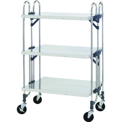 【送料別途】【直送品】トクヤマ ステンレス(SUS430) 折りたたみ式ワゴン 導電仕様 FEAM-3FFD