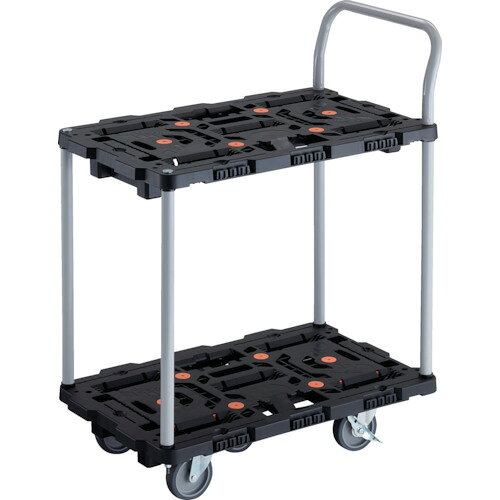 TRUSCO 連結式樹脂製2段台車 ビートル 700X450 自在5輪 内2輪ストッパー付 ハンドル付 BT724J5S2-E100