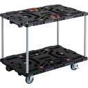 TRUSCO 連結式樹脂製2段台車 ビートル 900X600 自在5輪 内2輪ストッパー付 とめたろう付 ハンドルなし BT920J5S2-E100T(4)