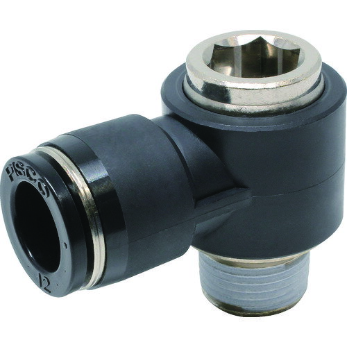 ピスコ チューブフィッティング 六角穴付ユニバーサルエルボ チューブ12 接続口径R3/8 POL12-03