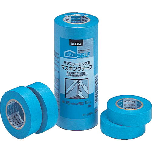 【ご注意】・商品画像はサイズ違いや色違いを含む代表画像(イメージ)を使用している商品がございます。　・モデルチェンジ等により仕様や色等の変更が生じる場合がございます。・画像の商品数と販売数は異なる場合がございます。(例：画像が2本でも販売は1本単位等)※販売単位が不明な場合は当店までお問い合わせくださ。商品画像とサイズ・色が違う等での返品・交換はお受けできませんので最終的な仕様等不明な点はメーカーHP等にてご確認くださいますよう、よろしくお願い致します。【メーカー】●（株）ニトムズ【特長】●特殊粘着剤の使用により、ガラスやサッシにしっかりフィットします。●特殊基材で直線・曲線に使用できます。●巻き戻しが軽く、カット性に優れています。●のり残りがほとんどありません。【用途】●ガラス用。●目地材・シーリングのマスキング。【仕様】●色：ブルー●幅(mm)：15●長さ(m)：18●厚さ(mm)：0.1●テープカット条件：手で切れる●使用温度範囲(℃)：0〜80●粘着力(N/10mm)：1.67●粘着力(N/25mm)：ー●引張強度(N/10mm)：30●引張強度(N/25mm)：ー●粘着力：1.67N/10mm●引張強度：30N/10mm●手で切断可能【材質・仕上げ】●基材:和紙●粘着剤:アクリル系【1注文あたり入数】●8巻【質量】●190.000G商品詳細はオレンジブックカタログ2025年の【8巻0704ページ】をご確認下さい。※紙カタログと電子カタログではページが異なる場合がございます。掲載画像はオレンジブックカタログ年初出時のものです。現在の仕様（色・形・細かな性能等）と異なる場合がございます。またサイズ違い等画像がすべてご用意できない場合には、サイズ違いをイメージにて掲載している場合がございます。メーカーHP等で現在の仕様をご確認下さいますようお願いいたします。使用用途に影響のない画像との違いでの返品・交換は致しかねますのでご了承下さい。オレンジブックカタログでは多数のメーカー製品を取扱っております。メーカーによっては店内別ページにて他流通ルートの同等品が別価格で販売されている場合がございますが価格等は購入ページのものとなり変更はできかねます。あらかじめご了承ください。